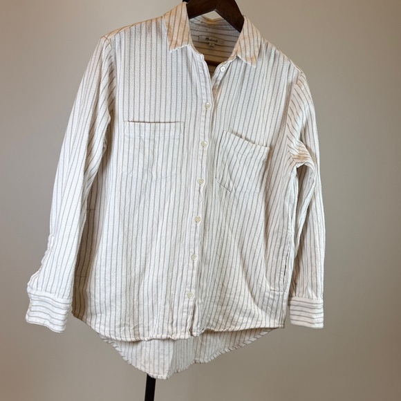 Madewell Striped Flannel Sunday Shirt with Hand-Warming Pockets - Size S - Picture 4 of 7
